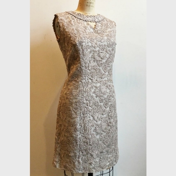 True Vintage J.H. Strauss 60's Luxury Lace Jacquard Shift Dress Made in France - Picture 4 of 16